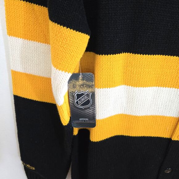 New Boston Bruins Mitchell and Ness Centennial Stripe Cardigan Sweater Size XS - Picture 13 of 13